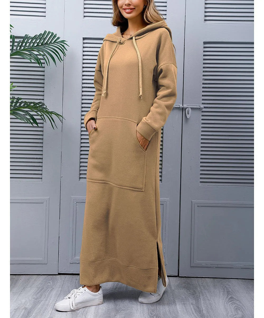 Hooded Sweater Dress with Pockets