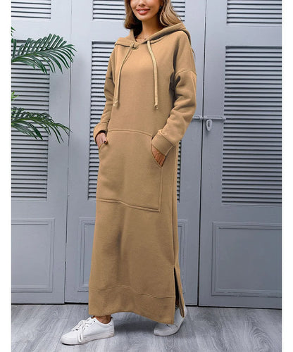 Hooded Sweater Dress with Pockets