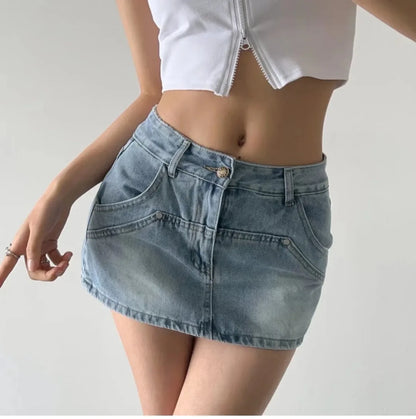 High Waist Denim Mini Skirt