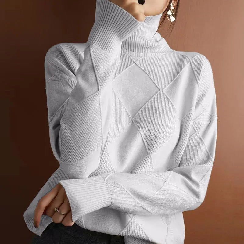 Loose Turtleneck Knit Pullover Top