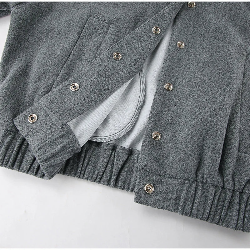 Elegant Gray Woolen Coat