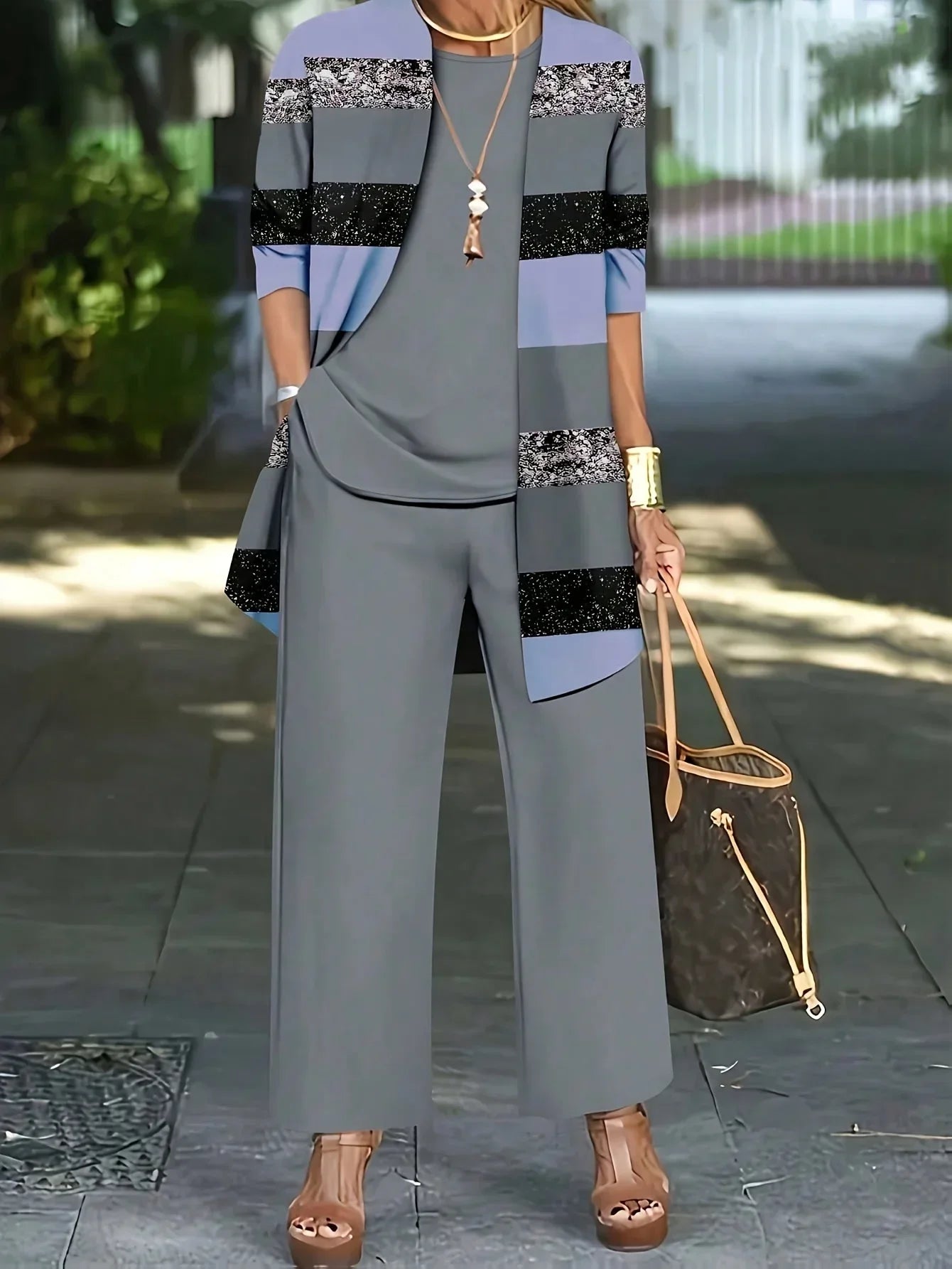 Women’s 3-Piece Casual Set — Cardigan, Tank & Pants