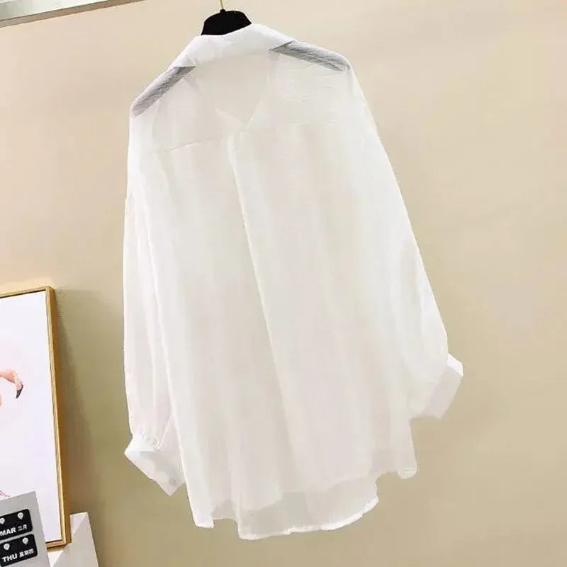 Elegant Sheer Chiffon Sunscreen Shirt