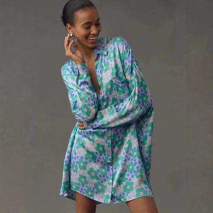 Chic Doodle Print Cardigan Dress
