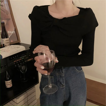 Elegant Butterfly Knot Top — Women's Slim Knitwear