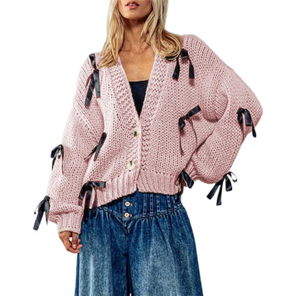 Belle Knot Deep V Bow Cardigan