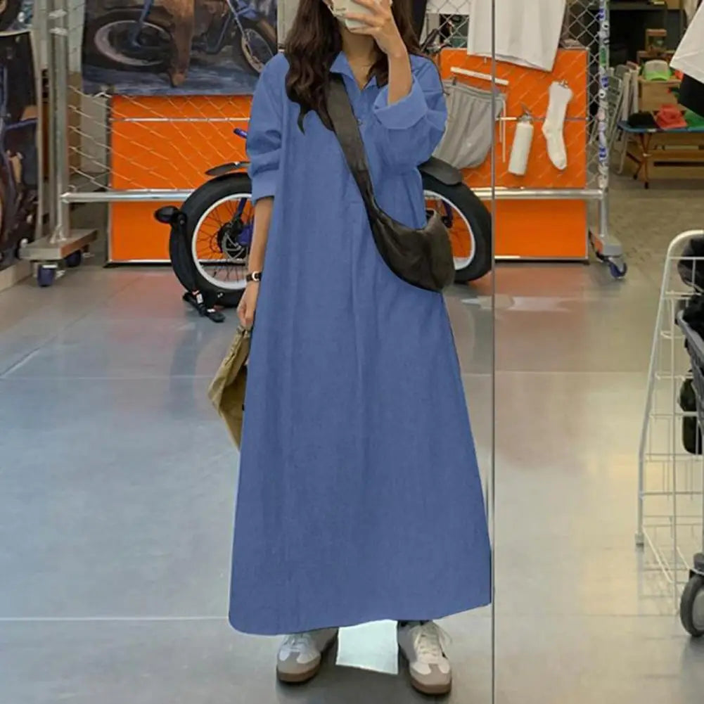 Oversized Korean Denim Maxi Dress
