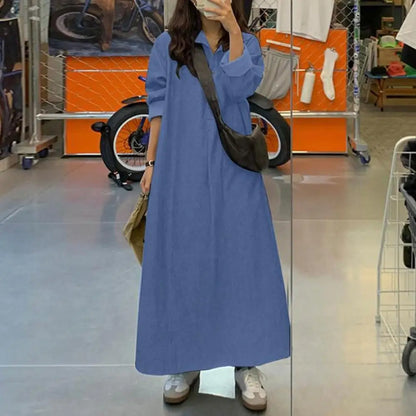 Oversized Korean Denim Maxi Dress