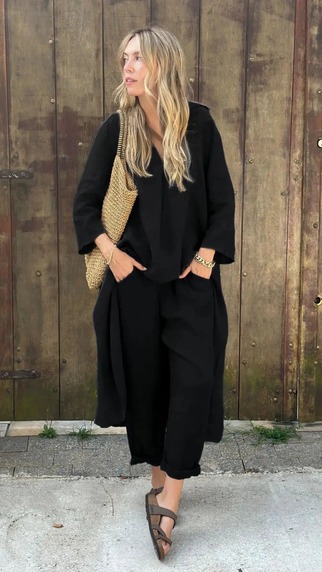 Modern Grace V-Neck Pants Set