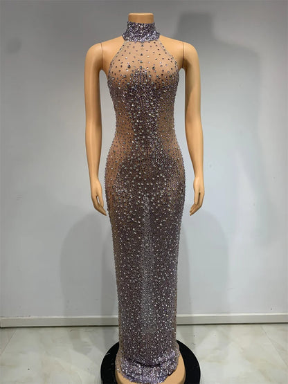 Diamond Drape Elegant Evening Gown