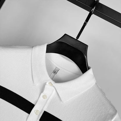 Ice Silk Striped Knit T-Shirt