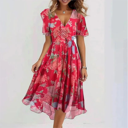 Fashionable Printed Knee Length Dress For Women