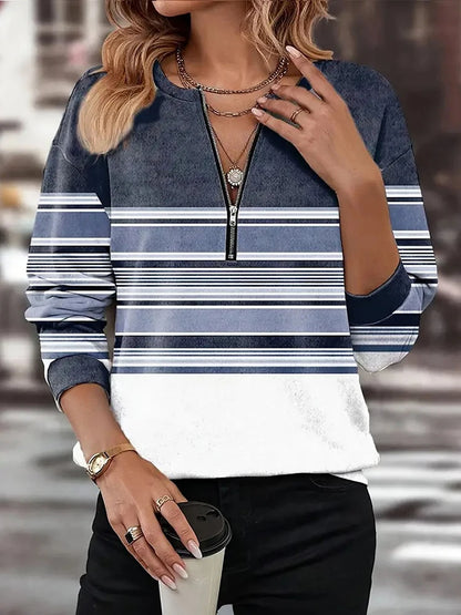 Blocked Printed Women's Long Sleeve T-Shirt