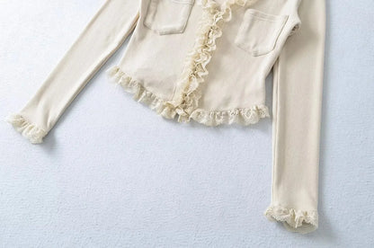RuffleVibe Low Cut Button Top