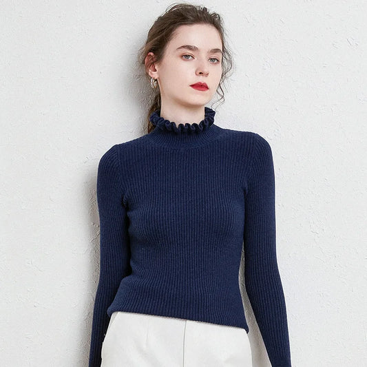 Cinched Turtleneck Knit Sweater