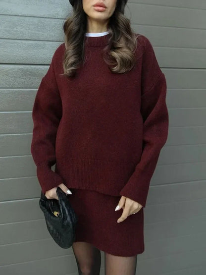 O-Neck Long Sleeve Outfit
