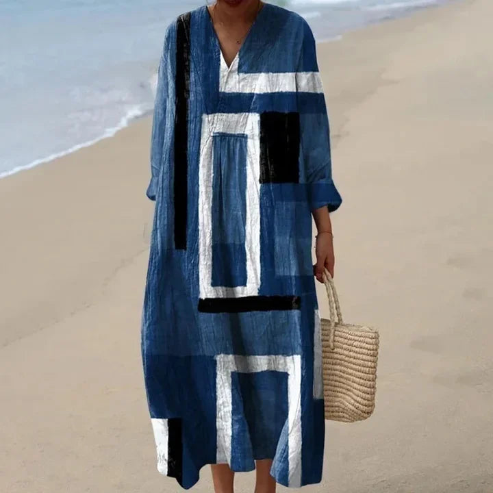 Vintage Floral V-Neck Midi Dress