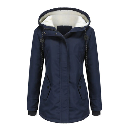 Women’s Thickened Lamb Velvet Parka – Hooded Winter Coat