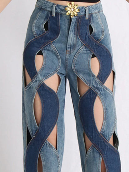 Flora Fusion High Waist Patch Jeans