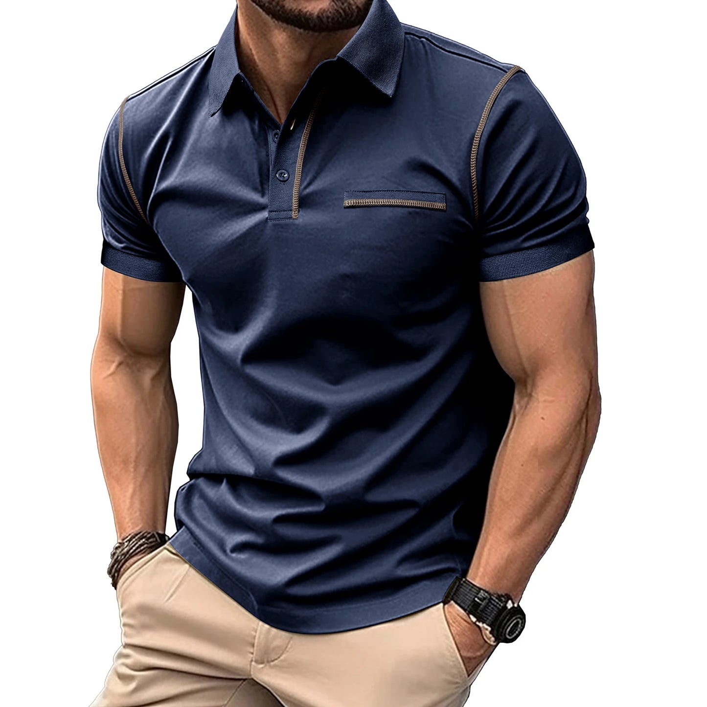 Mod Patch Cotton Collar Slim Fit Tee
