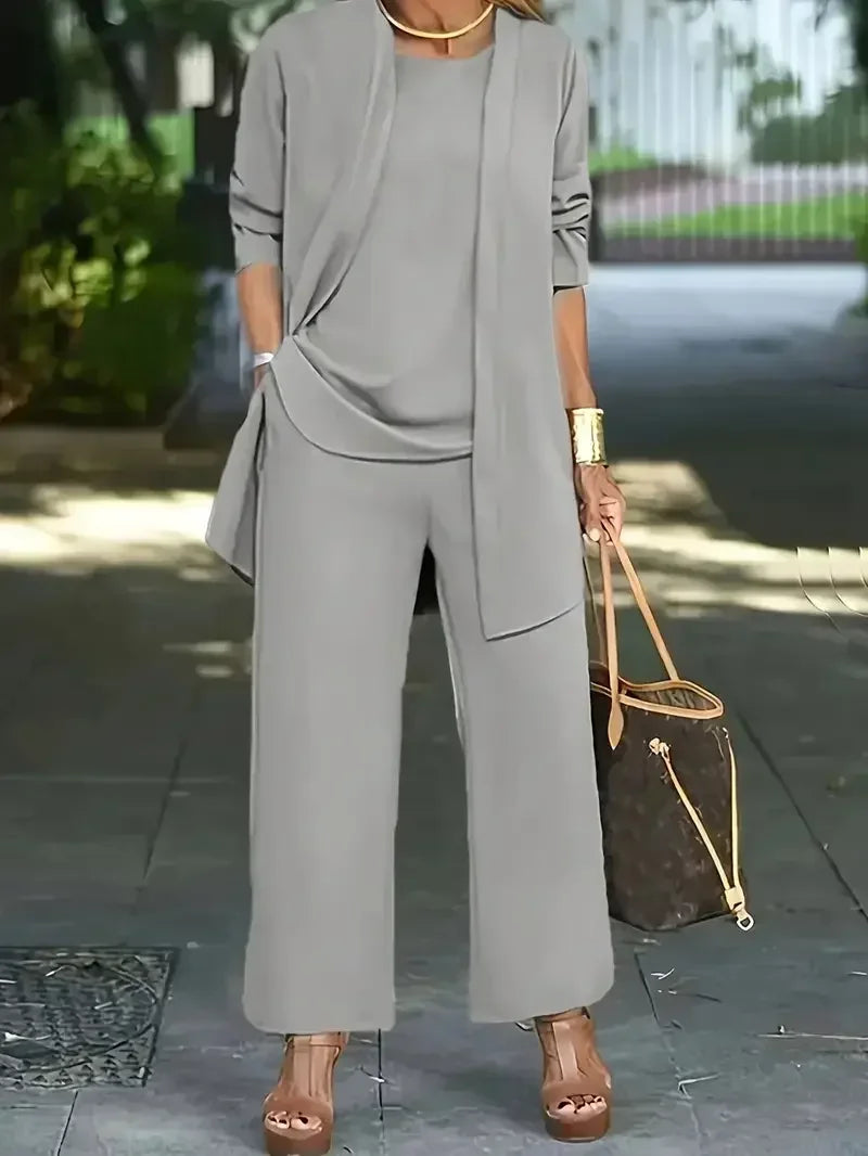 Women’s 3-Piece Casual Set — Cardigan, Tank & Pants