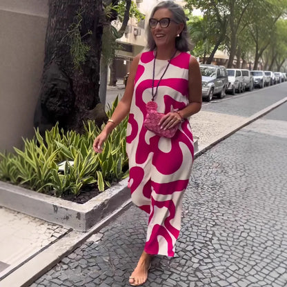 Stylish Print Sleeveless A-Line Dress