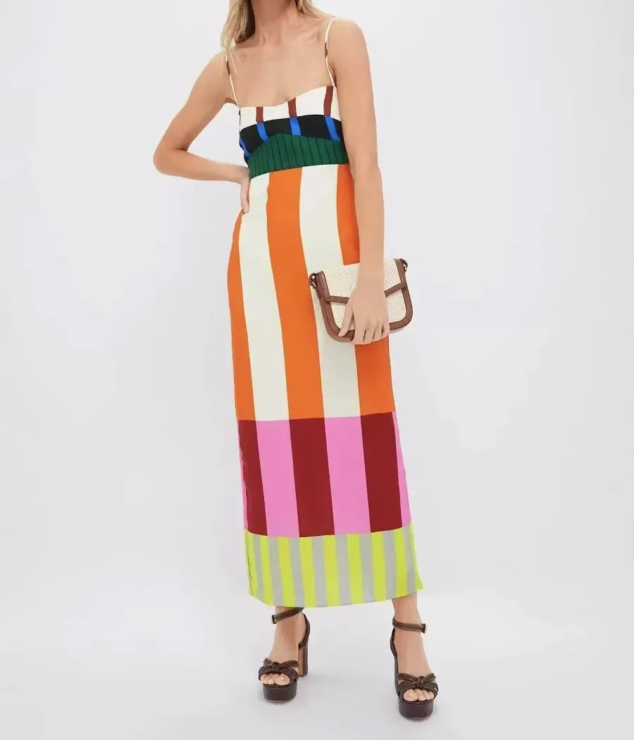 Rainbow Stripes Boho Party Dress