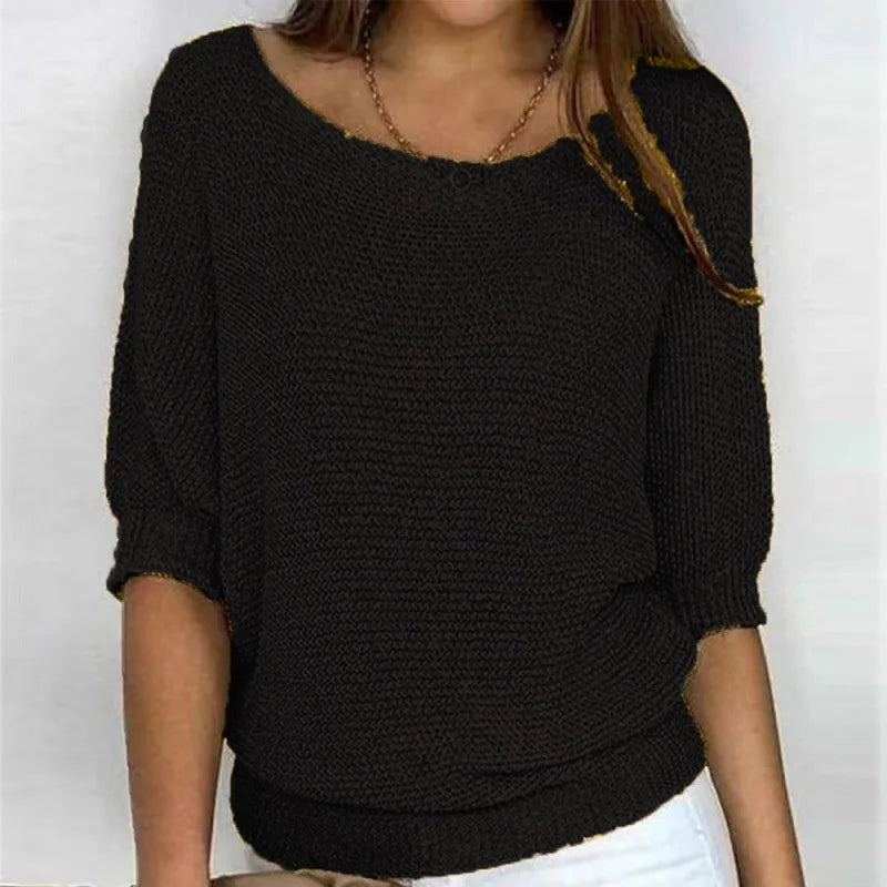 Elegant Spliced Knit Sweater for Women
