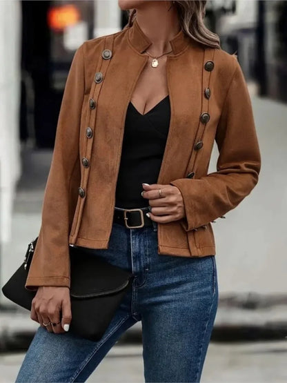 Chic Double-Breasted Black Coat