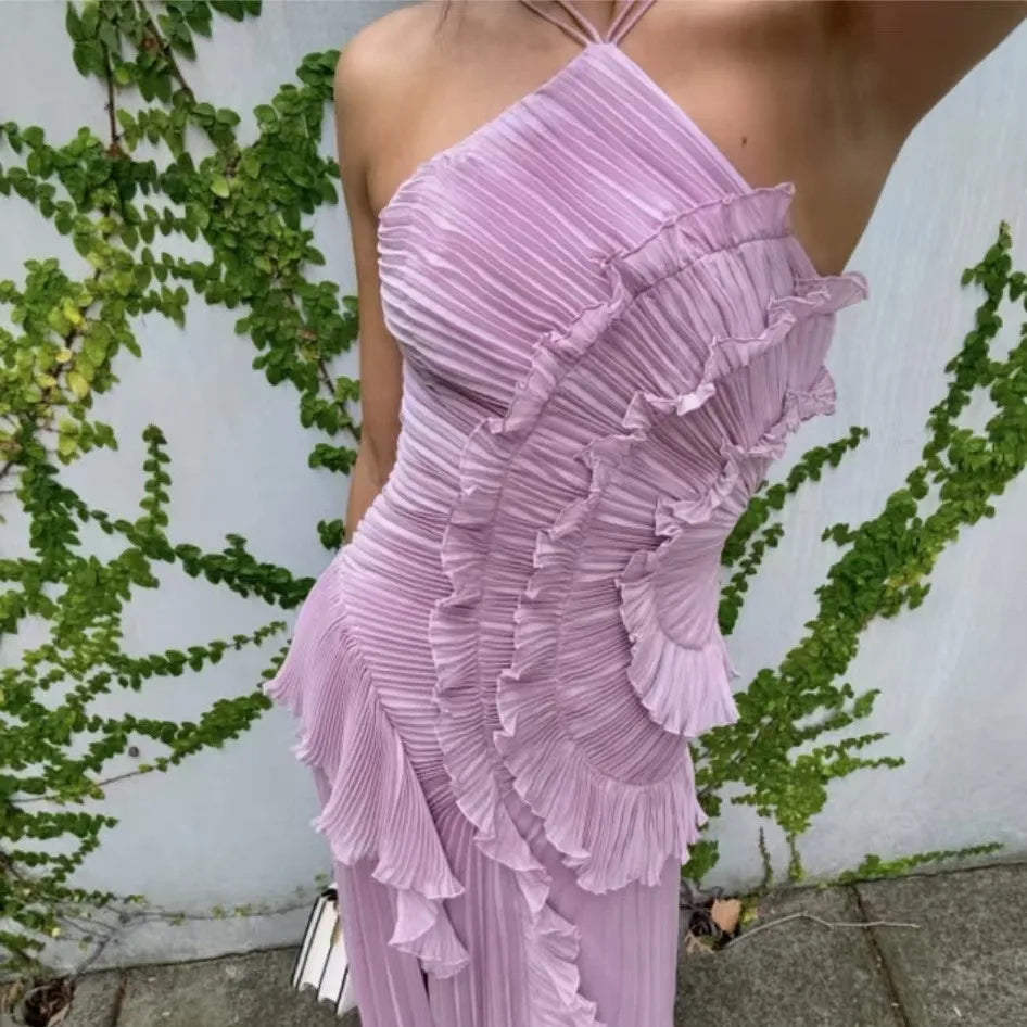 Ruffled Elegance Backless Y2K Party Dress