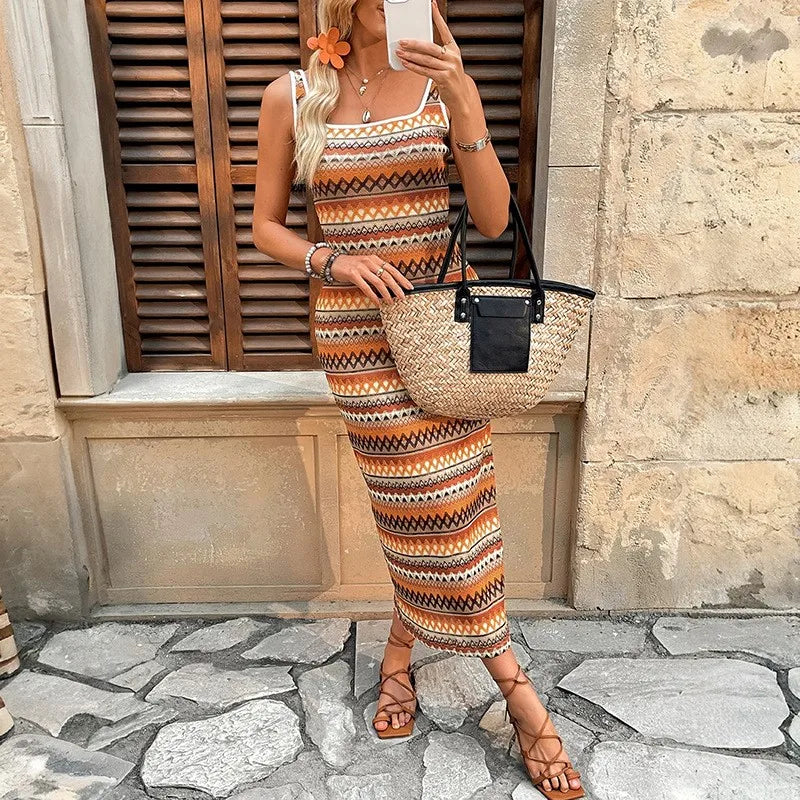 Coastal Lines Knitted Maxi Dress