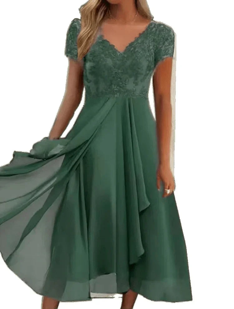 Elegant Gradient Colorblock Midi Dress