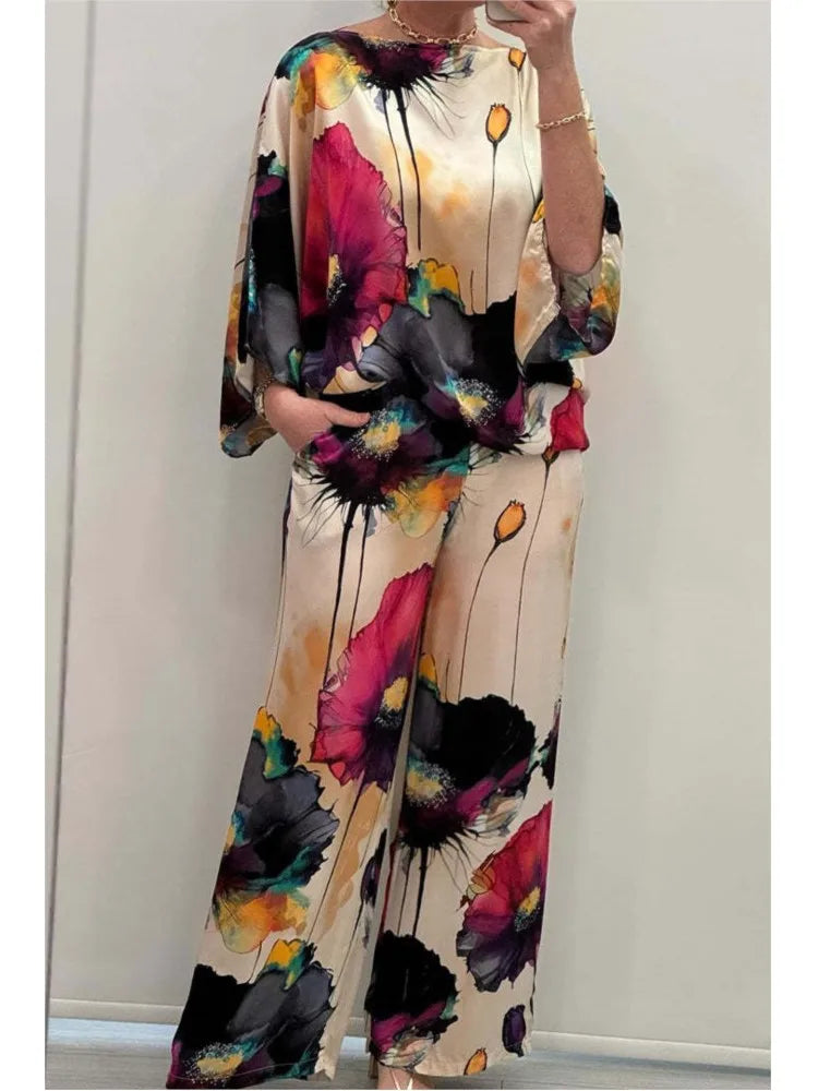 Elegant Satin Trousers Set