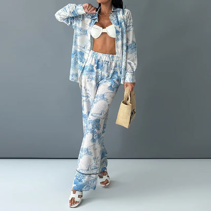 Graffiti Print Casual Two-Piece