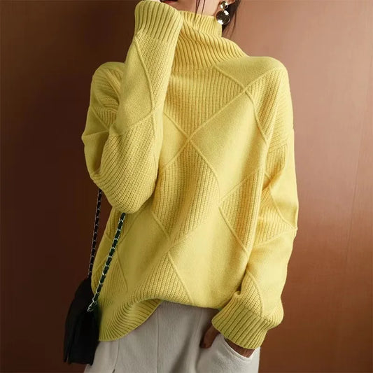 Loose Turtleneck Knit Pullover Top
