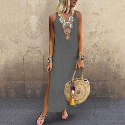 Cotton Slit Hem Boho Dress