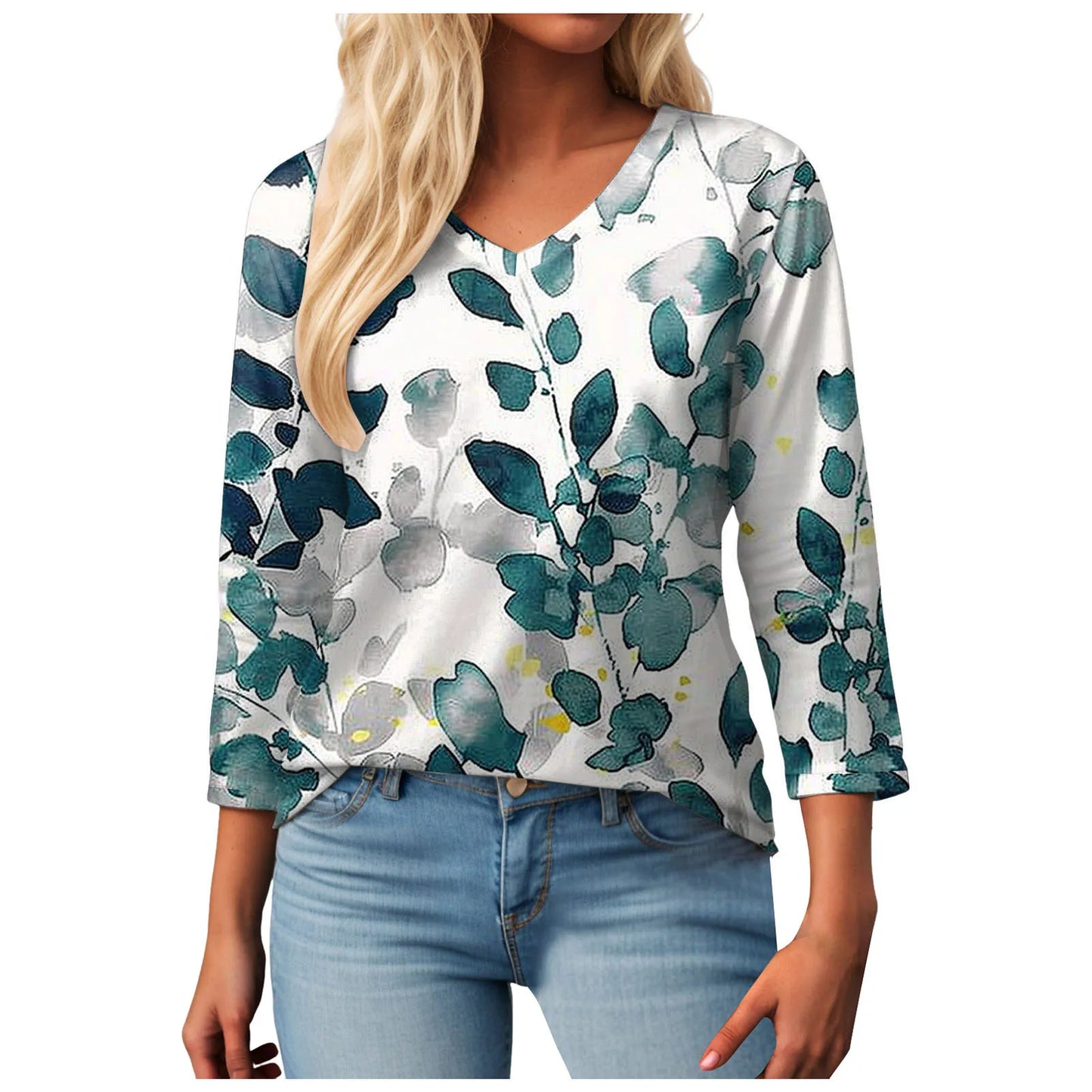 Casual V-Neck Floral Tee