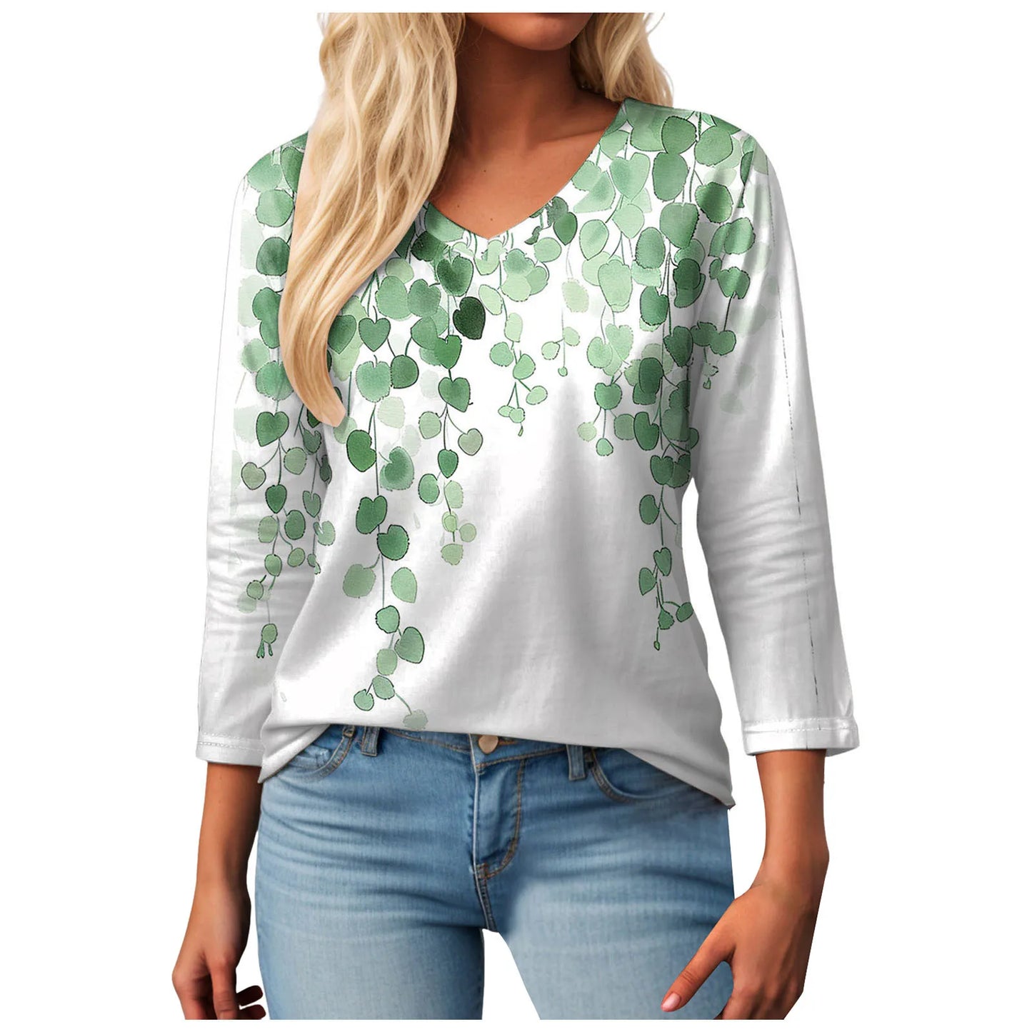 Casual V-Neck Floral Tee