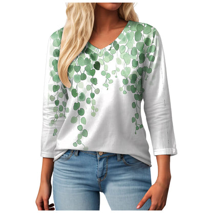 Casual V-Neck Floral Tee