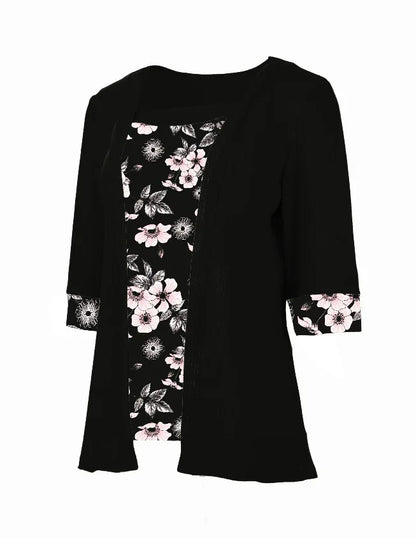Layered Bloom Splice Casual Top