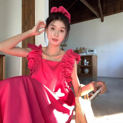 French Collar Sleeveless Slim Dress