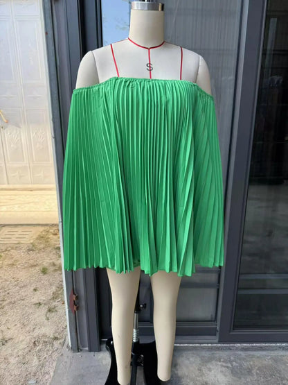 Glimmer Drape One Shoulder Shorts Set