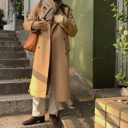 Double-Breasted Woolen Coat