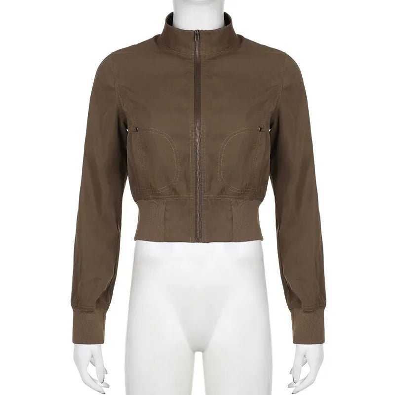 Retro Glow Turtleneck Crop Bomber