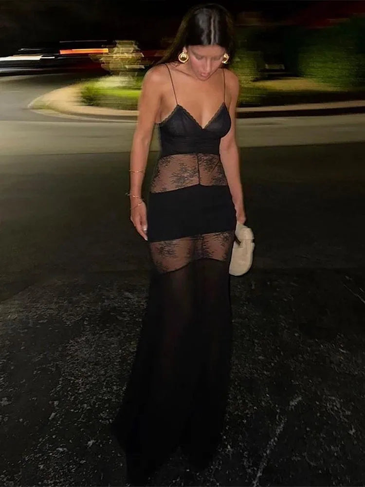 Sexy Lace Backless Maxi Dress