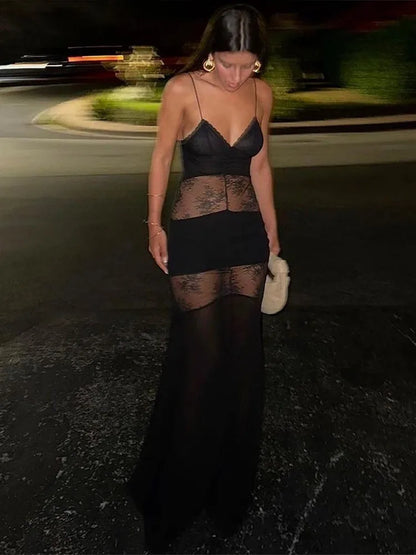 Sexy Lace Backless Maxi Dress
