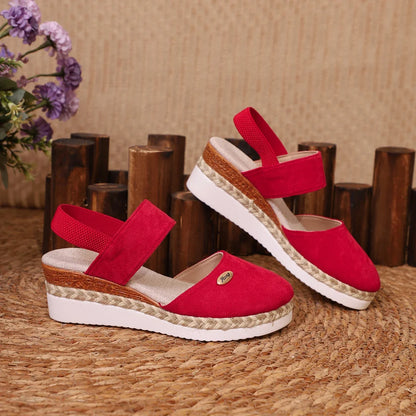 Handmade Linen Wedge Sandals