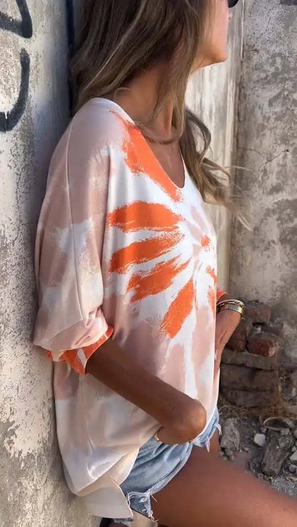 Tie-Dye Crew Neck Summer Top