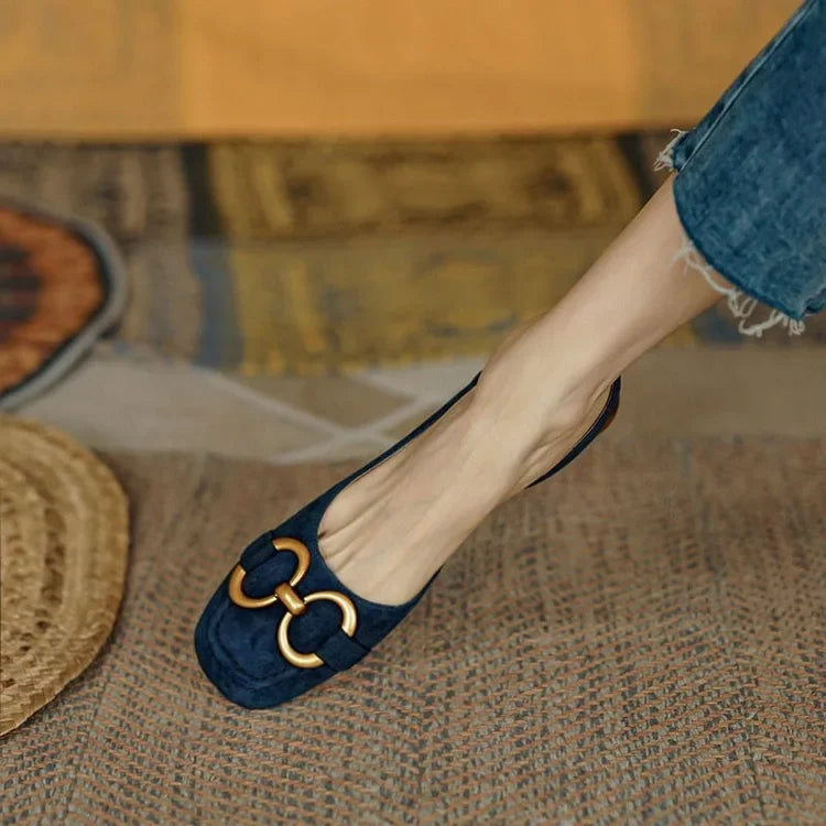 Retro Suede Slingback Office Flats