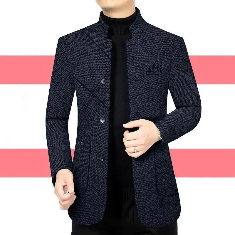 Men’s Woolen Overcoat – Casual Thickened Winter Jacket